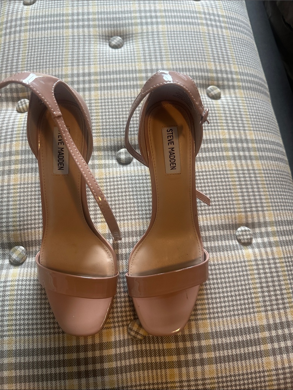 Steve Madden Pink Patent Open-Toe Ankle Strap Heels